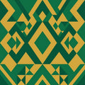 Modern Geometric Forest Green and Gold Rug