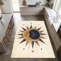 Celestial Sun and Moon Area Rug Mystical Bohemian Floor Mat Navy