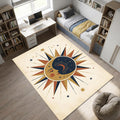Celestial Sun and Moon Area Rug Mystical Bohemian Floor Mat Navy