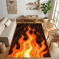 Modern Dynamic Flame Rug Abstract Fire Energy Area Mat Red and
