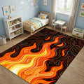 Modern Dynamic Flame Rug Abstract Fire Energy Area Mat Red and