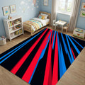 Modern Dynamic Speed Rug Abstract Red and Blue Streaks Area Mat