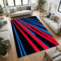 Modern Dynamic Speed Rug Abstract Red and Blue Streaks Area Mat