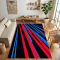 Modern Dynamic Speed Rug Abstract Red and Blue Streaks Area Mat