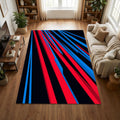 Modern Dynamic Speed Rug Abstract Red and Blue Streaks Area Mat