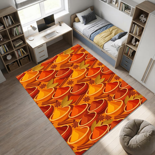 Spice Garden Kitchen Rug Modern Culinary Spices Area Mat Warm