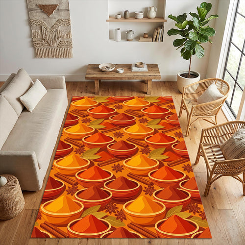 Spice Garden Kitchen Rug Modern Culinary Spices Area Mat Warm