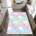 Pastel Unicorn Rainbow Area Rug Magical Nursery Floor Mat Glitter