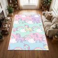 Pastel Unicorn Rainbow Area Rug Magical Nursery Floor Mat Glitter