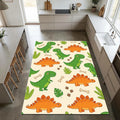 Cute Dinosaur Area Rug Green T-Rex and Orange Stegosaurus Kids