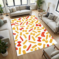 Modern Pasta Pattern Kitchen Rug Colorful Italian Food Area Mat