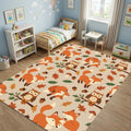 Woodland Forest Animals Area Rug Cute Fox and Owl Nursery Floor