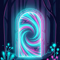 Neon Portal Area Rug Futuristic Interdimensional Gateway Floor