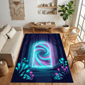 Neon Portal Area Rug Futuristic Interdimensional Gateway Floor