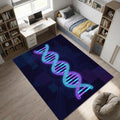 Neon DNA Helix Area Rug Futuristic Science & Medical Floor Mat