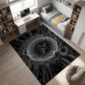 Modern Topographic Line Art Rug Black and White Abstract Area Mat