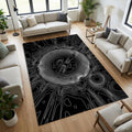 Modern Topographic Line Art Rug Black and White Abstract Area Mat