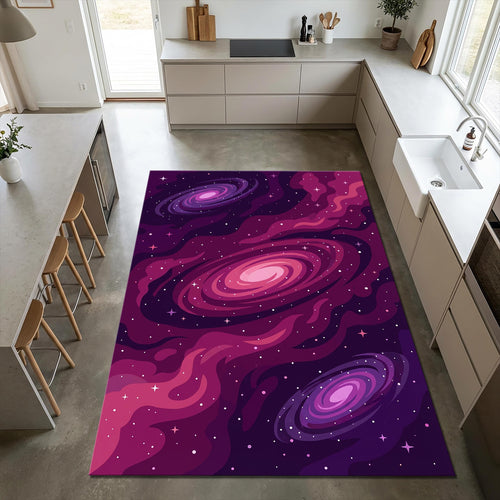 Galaxy Spiral Area Rug Purple and Pink Space Nebula Floor Mat