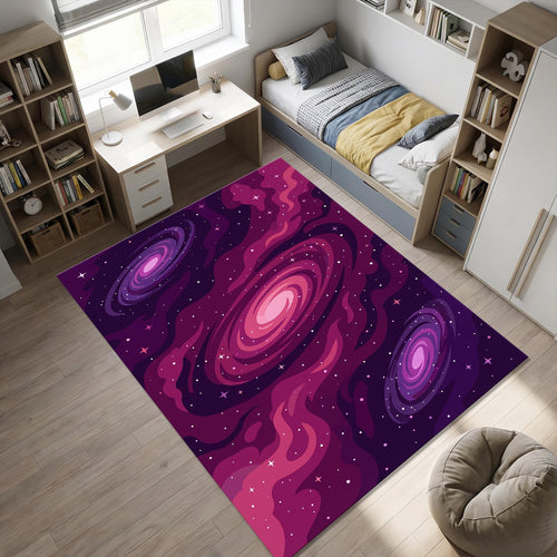 Galaxy Spiral Area Rug Purple and Pink Space Nebula Floor Mat
