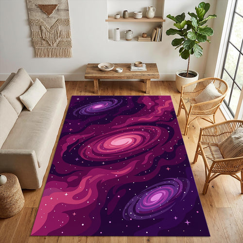Galaxy Spiral Area Rug Purple and Pink Space Nebula Floor Mat