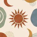 Modern Boho Celestial Rug Abstract Organic Shapes Area Mat