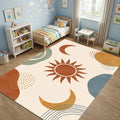 Modern Boho Celestial Rug Abstract Organic Shapes Area Mat