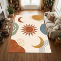 Modern Boho Celestial Rug Abstract Organic Shapes Area Mat