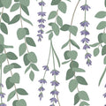 Modern Botanical Lavender and Eucalyptus Rug