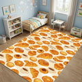 French Bakery Kitchen Rug Watercolor Croissant and Coffee Area