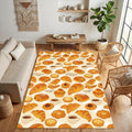 French Bakery Kitchen Rug Watercolor Croissant and Coffee Area