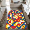 Modern Bauhaus Geometric Rug Abstract Red Yellow Blue Area Mat
