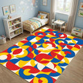 Modern Bauhaus Geometric Rug Abstract Red Yellow Blue Area Mat