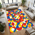 Modern Bauhaus Geometric Rug Abstract Red Yellow Blue Area Mat