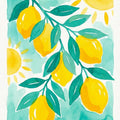Modern Lemon Watercolor Rug Mediterranean Sun and Citrus Area Mat