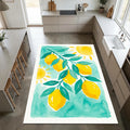 Modern Lemon Watercolor Rug Mediterranean Sun and Citrus Area Mat