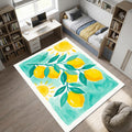 Modern Lemon Watercolor Rug Mediterranean Sun and Citrus Area Mat
