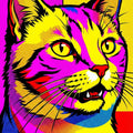 Vibrant Pop Art Cat Rug Colorful Feline Portrait Area Mat Modern