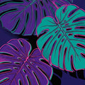 Modern Neon Monstera Rug Vibrant Tropical Pop Art Area Mat Purple