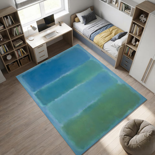 Modern Abstract Color Field Rug Rothko Style Blue and Green Area