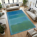 Modern Abstract Color Field Rug Rothko Style Blue and Green Area