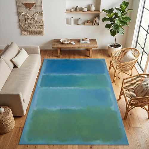 Modern Abstract Color Field Rug Rothko Style Blue and Green Area
