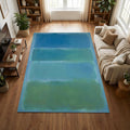 Modern Abstract Color Field Rug Rothko Style Blue and Green Area