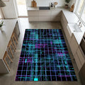 Cyberpunk Gaming Rug Neon Circuit Board Area Mat Futuristic