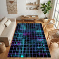 Cyberpunk Gaming Rug Neon Circuit Board Area Mat Futuristic