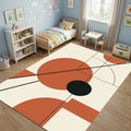 Mid-Century Modern Geometric Rug Terracotta and Black Abstract