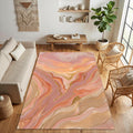 Abstract Fluid Art Area Rug Blush Pink and Gold Marble Floor Mat