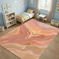 Abstract Fluid Art Area Rug Blush Pink and Gold Marble Floor Mat