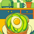 Geometric Avocado Toast Kitchen Rug