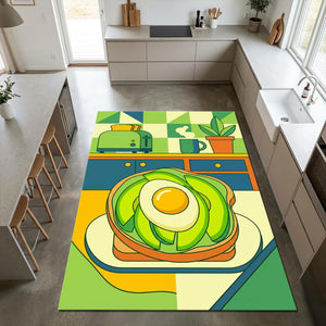 Geometric Avocado Toast Kitchen Rug