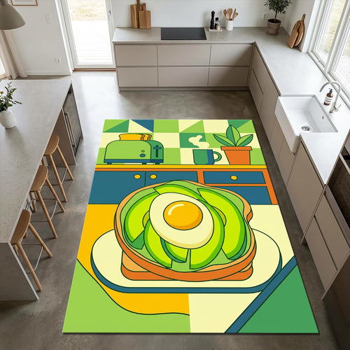 Geometric Avocado Toast Kitchen Rug